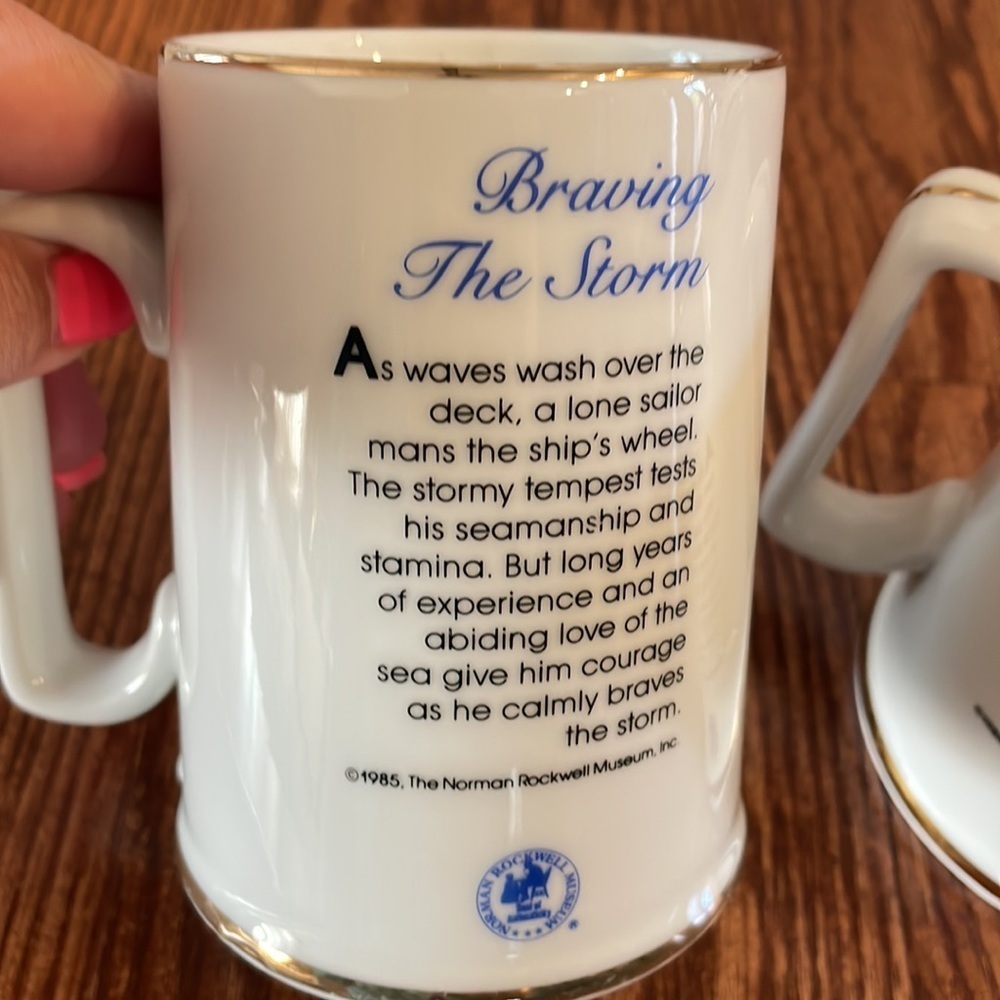 NORMAN ROCKWELL 2 (pair) Mugs. Braving the storm / For a good boy collectibles - Picture 3 of 11